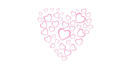 Heart from beautiful abstract pink festive hearts made of colored paper for Happy Saint Valentine's Day on white background and copy space. Vector illustration