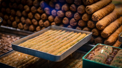 Traditional dessert baklava,well known in middle east and delicious, Istanbul, Turkey