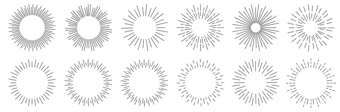 Sunburst Set. Sunburst Icon Collection Vector.Retro Sunburst Design.Big Collection Sunburst Best Quality. Vector Illustration.