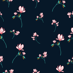 seamless floral pattern with hand drawn magnolia flowers. creative floral designs for fabric, wrapping, wallpaper, textile, apparel. vector illustration