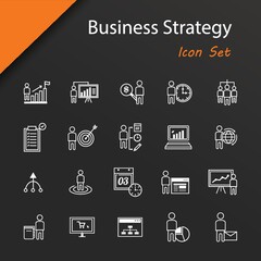 set of business strategy icons