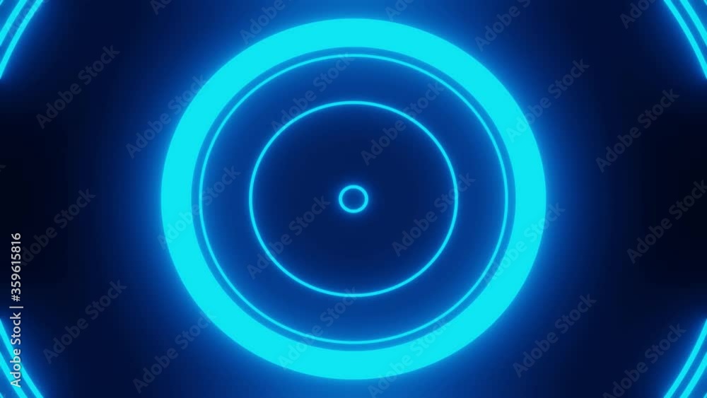 Poster abstract high-tech sci-fi tunnel with neon lights 3d rendering