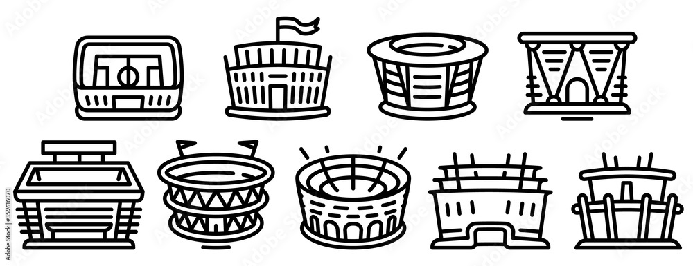 Aufkleber arena icons set. outline set of arena vector icons for web design isolated on white background