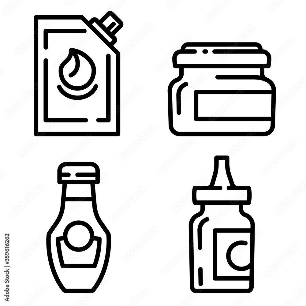 Poster mustard icons set. outline set of mustard vector icons for web design isolated on white background