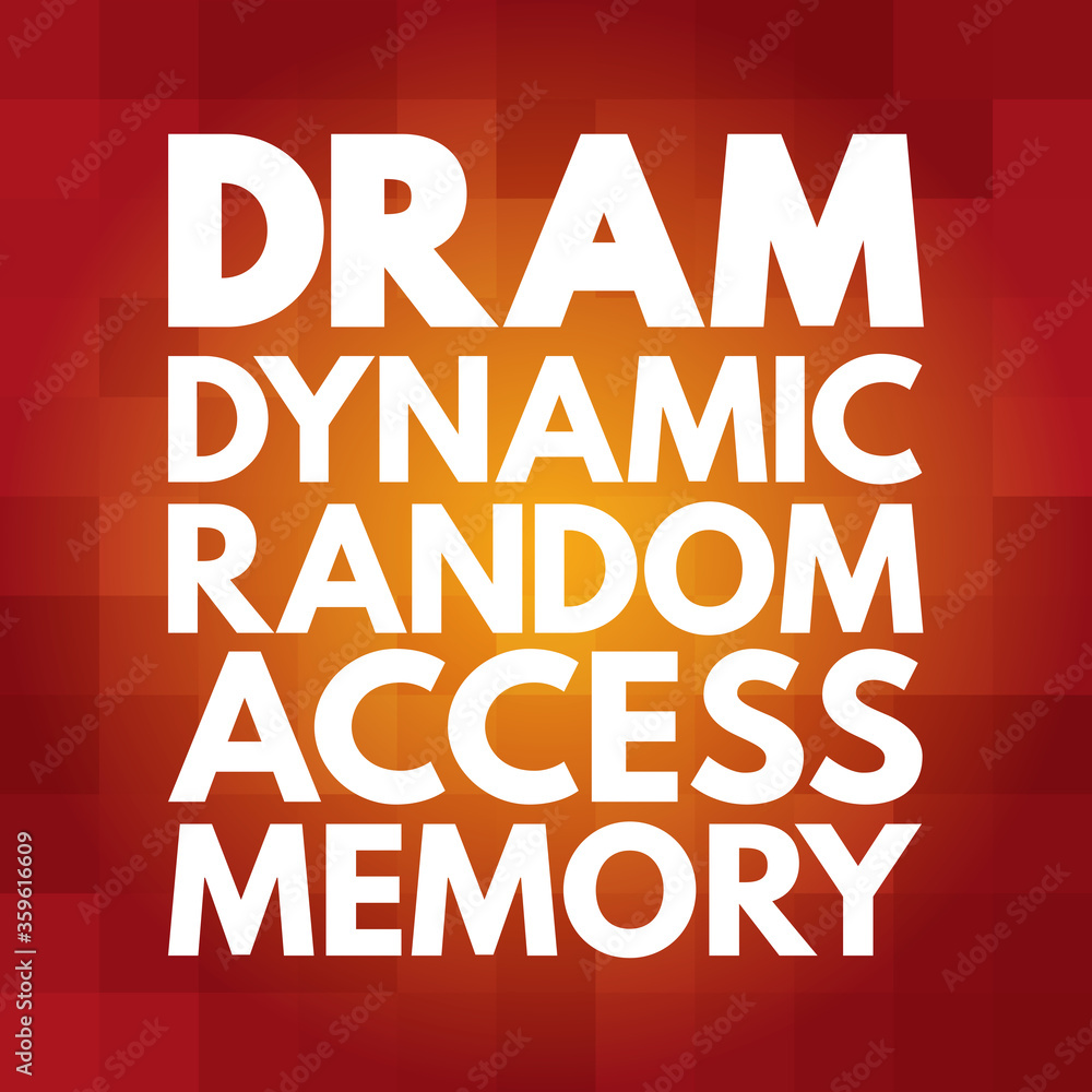 Poster dram - dynamic random access memory acronym, technology concept background