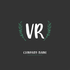 V R VR Initial handwriting and signature logo design with circle. Beautiful design handwritten logo for fashion, team, wedding, luxury logo.