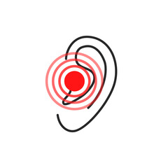 ear pain or earache thin line icon