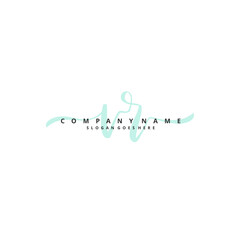 Fototapeta premium V R VR Initial handwriting and signature logo design with circle. Beautiful design handwritten logo for fashion, team, wedding, luxury logo.