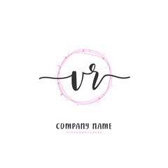 Obraz premium V R VR Initial handwriting and signature logo design with circle. Beautiful design handwritten logo for fashion, team, wedding, luxury logo.
