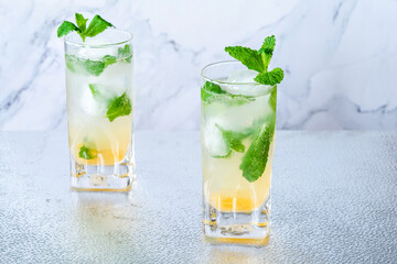 Mint infused Bramley Apple gin cocktail with elderflower cordial