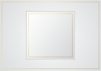 White luxury square shape design space for your content gold metallic border