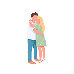 Young man and woman flat color vector faceless characters