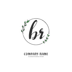 B R BR Initial handwriting and signature logo design with circle. Beautiful design handwritten logo for fashion, team, wedding, luxury logo.