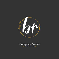 B R BR Initial handwriting and signature logo design with circle. Beautiful design handwritten logo for fashion, team, wedding, luxury logo.