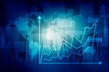 2d rendering Stock market online business concept. business Graph 