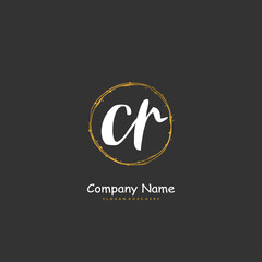 C R CR Initial handwriting and signature logo design with circle. Beautiful design handwritten logo for fashion, team, wedding, luxury logo.