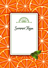 Restaurant menu template. Café identity. Vector illustration. Orange summer menu