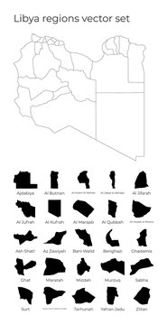 Libya map with shapes of regions. Blank vector map of the Country with regions. Borders of the country for your infographic. Vector illustration.