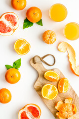 Orange juice with grapefruit mix top view