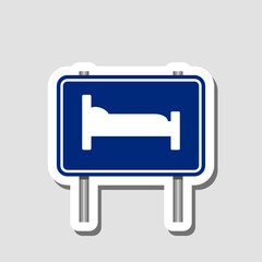 Bed sticker icon isolated on gray background