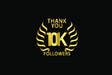 10K,10.000 Follower Thank you anniversary logo with golden and isolated on black background for social media, internet - Vector