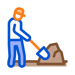 worker digging icon vector. worker digging sign. color symbol illustration