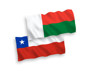 Flags of Chile and Madagascar on a white background