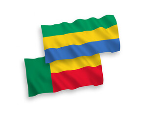 Flags of Gabon and Benin on a white background