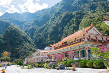 Fototapeta na wymiar Xiangde Temple at Tianxiang Recreation Area in Taroko National Park, Xiulin, Hualien, Taiwan.