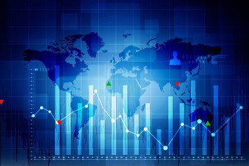 2d rendering Stock market online business concept. business Graph 