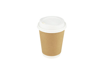 Front side of paper coffee cup on isolated background.with clipping paths.