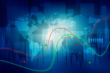 2d rendering Stock market online business concept. business Graph 