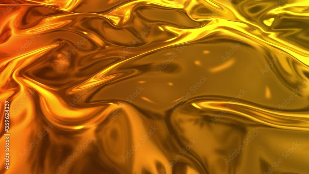 Aufkleber red yellow gradient of foil forms folds in slow motion. animated metalic gradient in 4k. 3d render o