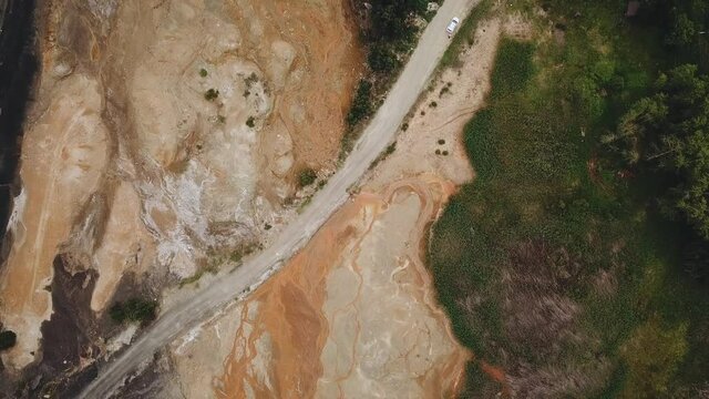Environmental disaster catastrophe pollution consequences. industrial production plant . ecological catastrophe. Karabash, Chelyabinsk district
