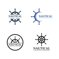 Set of Ship wheel steering symbol vector icon