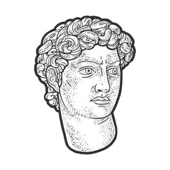 head of David statue sketch raster illustration
