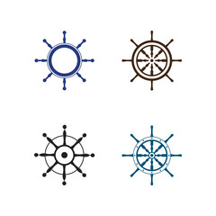 Set of Ship wheel steering symbol vector icon