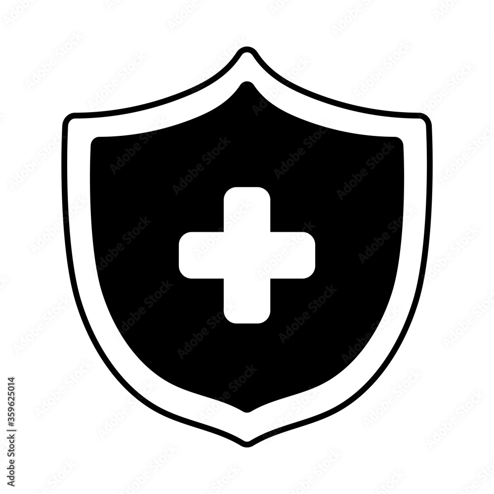 Poster shield with cross icon , silhouette style icon