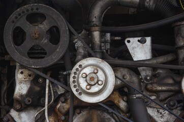 bus motor close up details of motor background

