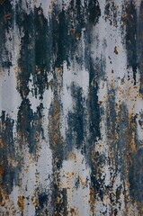 Old shabby paint with a blue tint on a metal background