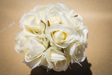 Wedding flower bouquet with white roses