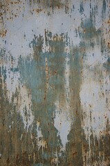 Old shabby paint with a blue tint on a metal background