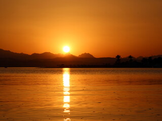 Fototapeta na wymiar Beautiful sunrise over the Red Sea. Egypt.