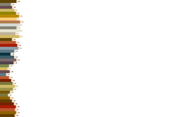 不揃い並ぶ色鉛筆のフレーム素材、ベクターイラスト