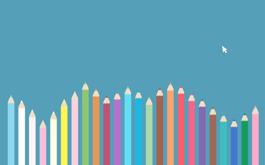 Obraz premium コピースペースのあいた色鉛筆のグラフィック素材のベクターイラスト