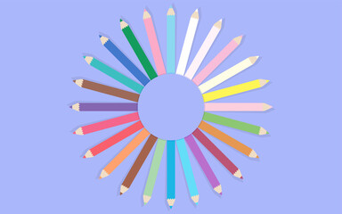 Obraz premium コピースペースのあいた色鉛筆のグラフィック素材のベクターイラスト