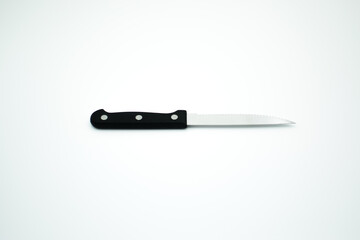 knife with black handle in a white background