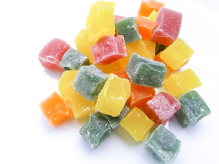 colorful jelly sweets fruit flavored, lokum