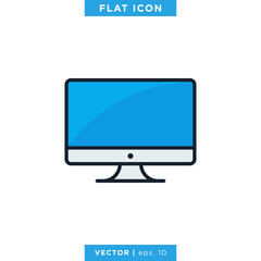 Desktop Monitor Icon Vector Design Template