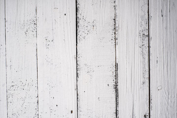 Background of boards, texture of old wood painted white, space for text or images.